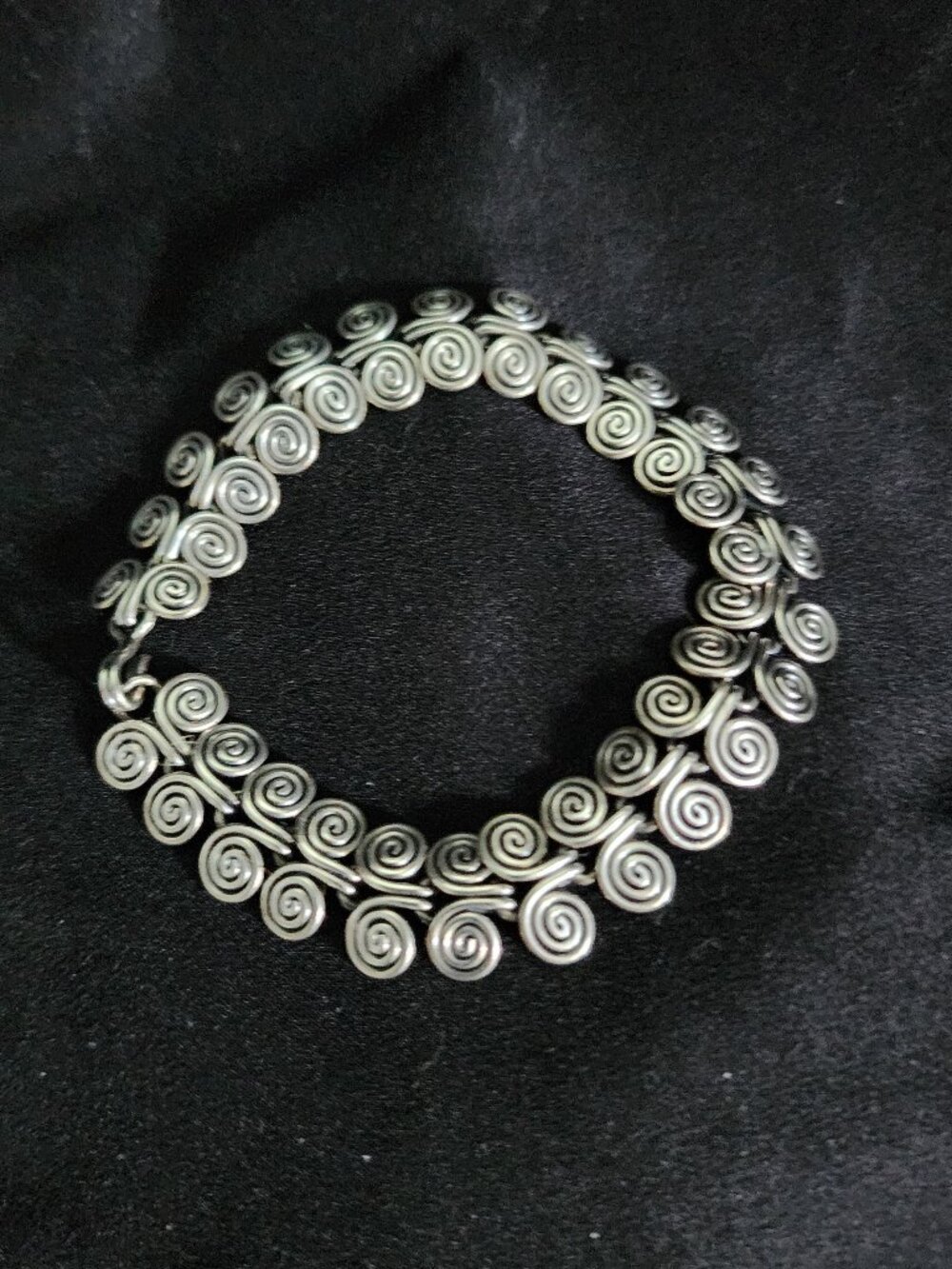 Double Spiral Handcrafted Sterling Bracelet 7" RARE Vintage